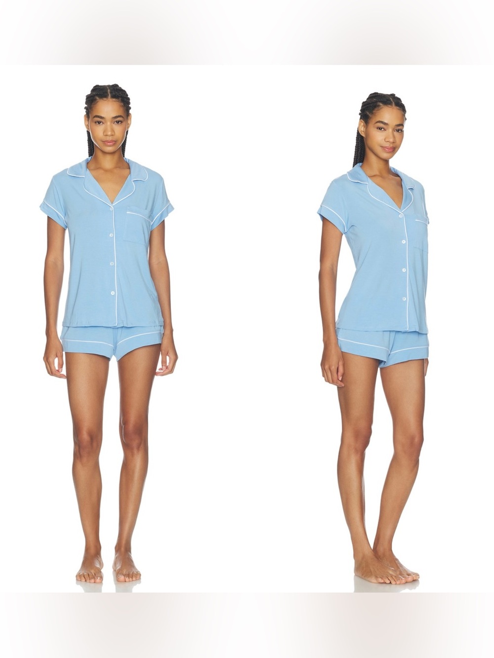 NWT eberjey Gisele Shortie Pajama Set in Summer Blue & White